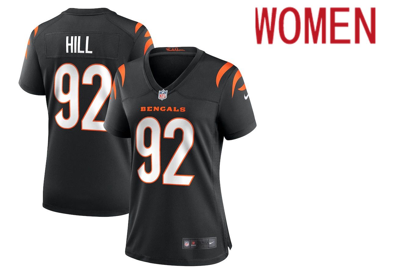 Women Cincinnati Bengals #92 B.J. Hill Nike Black Game NFL Jersey